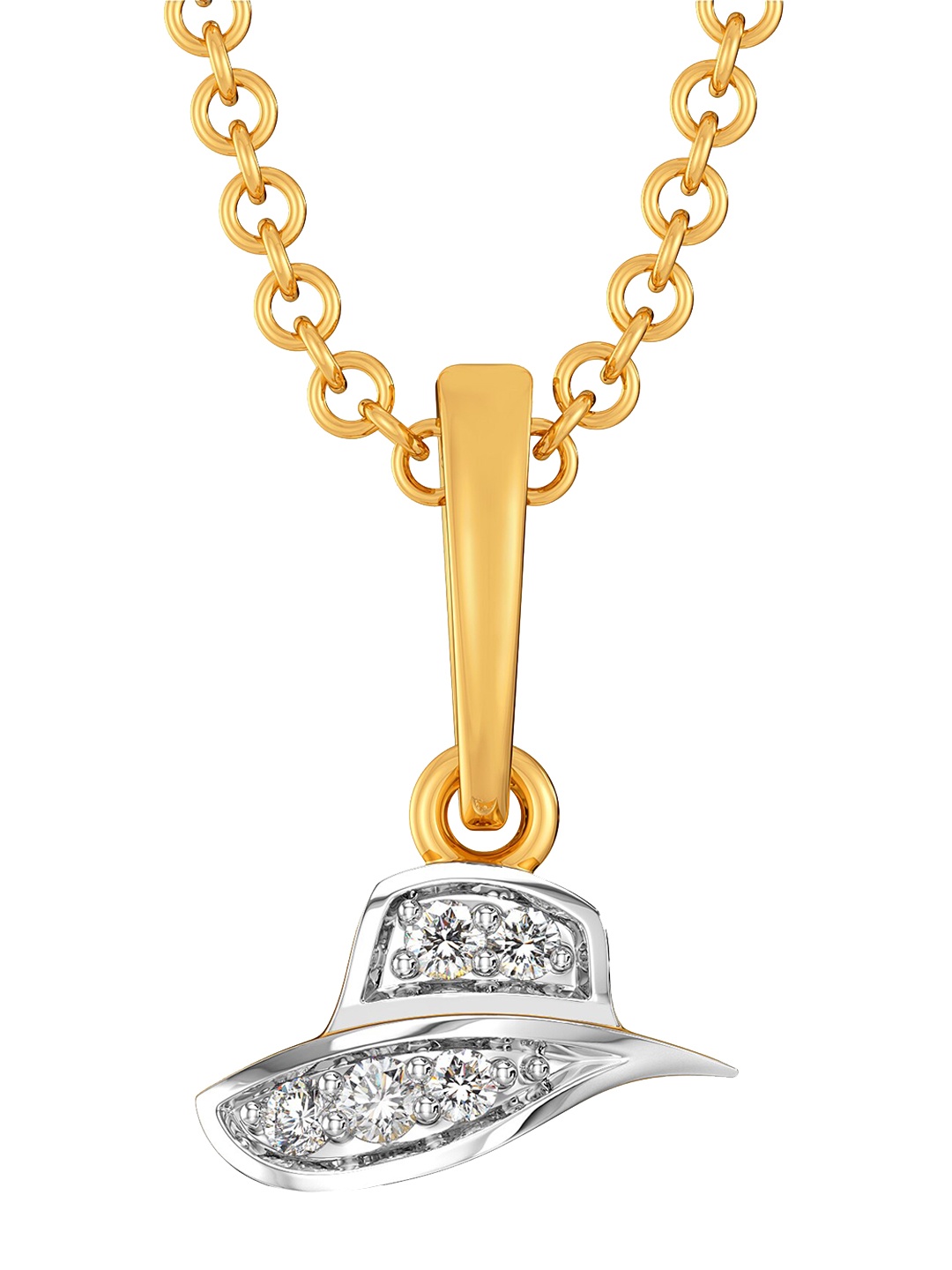 

MELORRA Fedora Aura Diamond-Studded Rhodium-Plated 18KT Gold Pendant- 0.82 gm