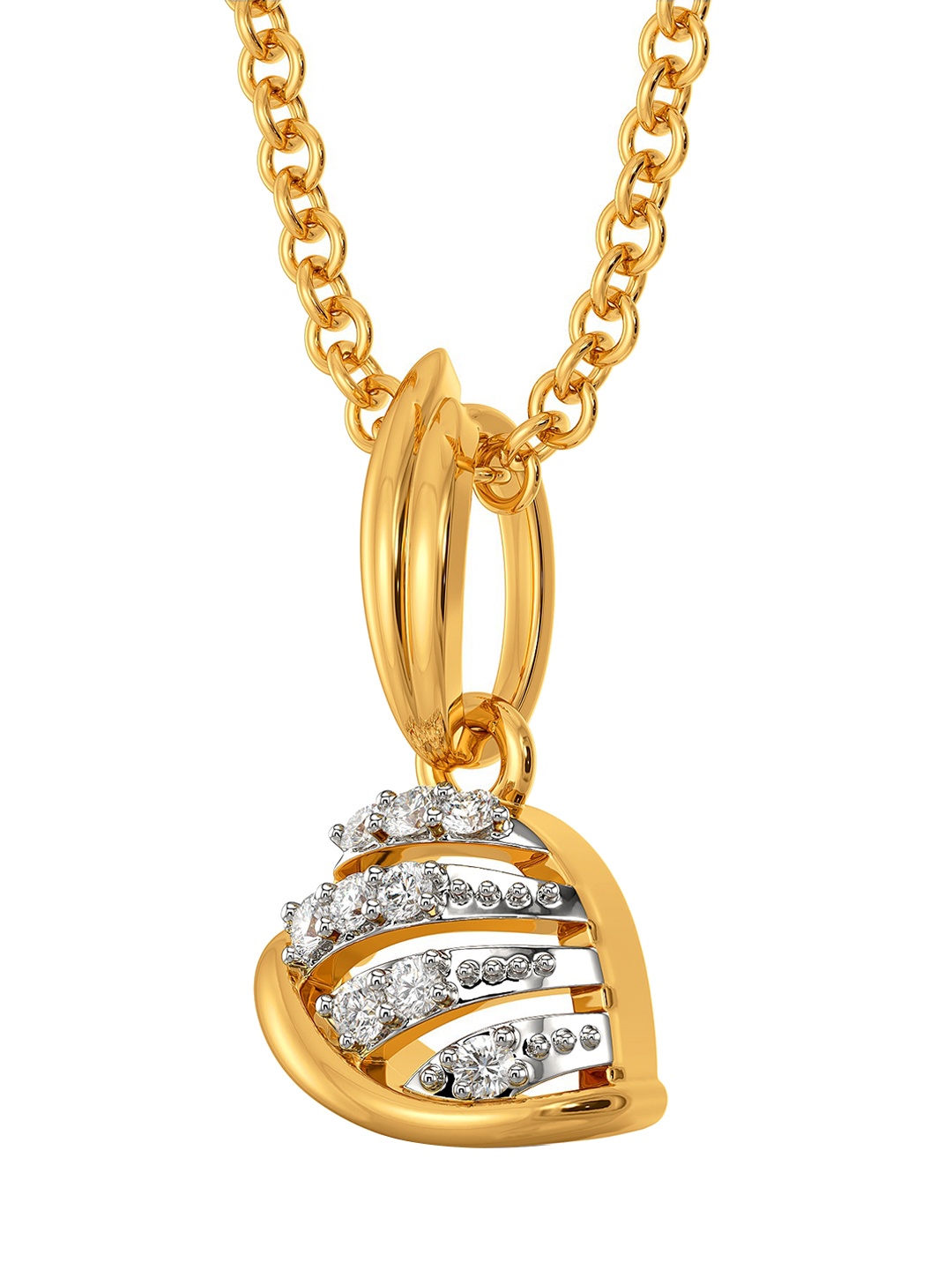 

MELORRA Blend in Beret Rhodium-Plated 18KT Gold Diamond-Studded Pendant - 0.88 gm