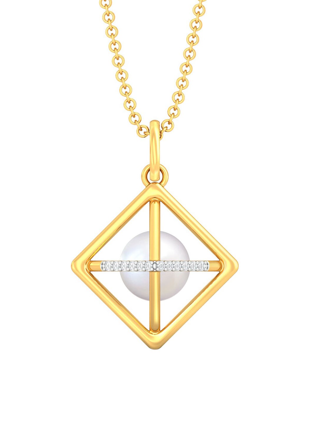 

MELORRA Pearls & Crosses 18KT Gold Diamond Pendant-2.59gm