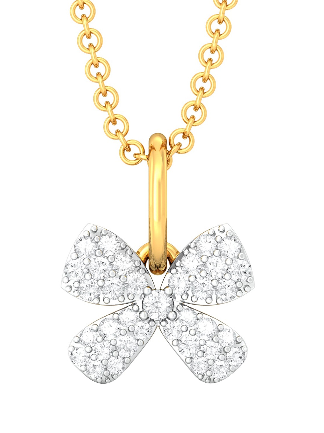 

MELORRA 18KT Gold Sparkle & Fly Diamond Pendant-1.69gm