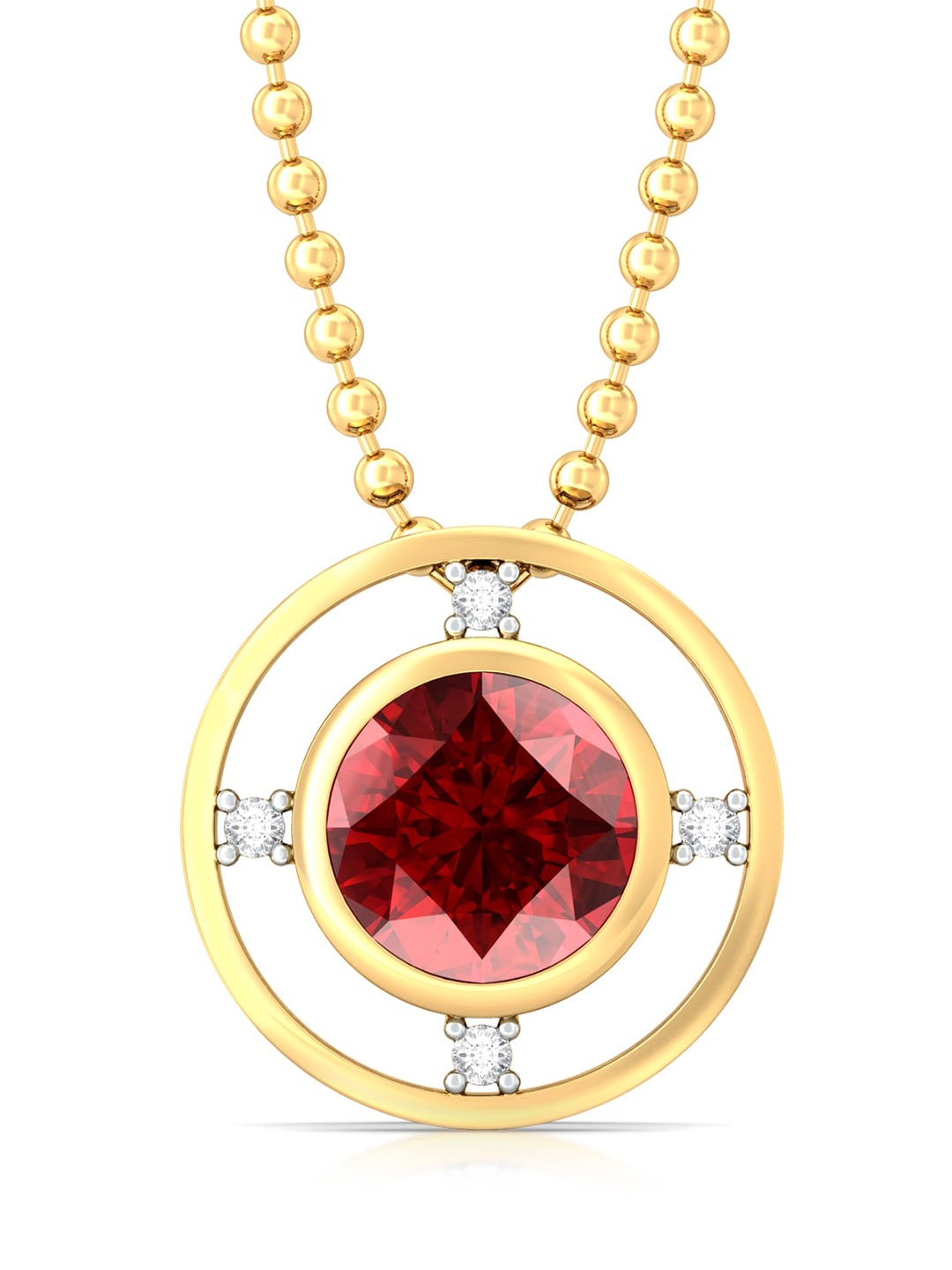 

MELORRA Gorgeous in Garnet Diamond-Studded 18KT Gold Pendant- 3.8 gm