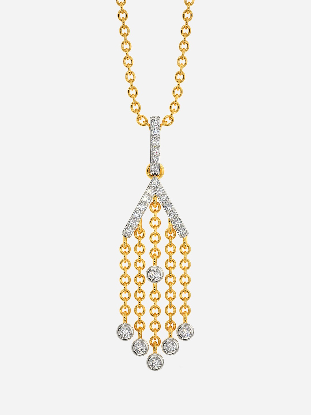 

MELORRA Whimsy Fringe Rhodium-Plated 18KT Gold Diamond-Studded Pendant - 1.96 gm