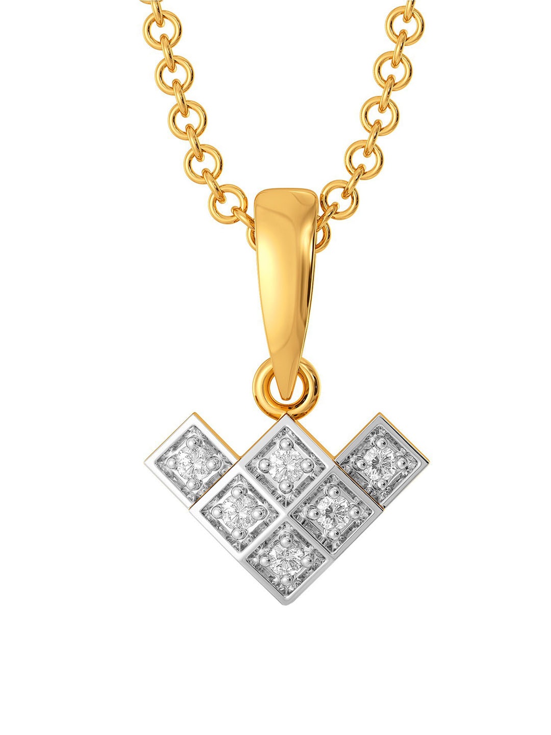 

MELORRA Check Choice Rhodium-Plated 18KT Gold Diamond-Studded Pendant - 1.04 gm