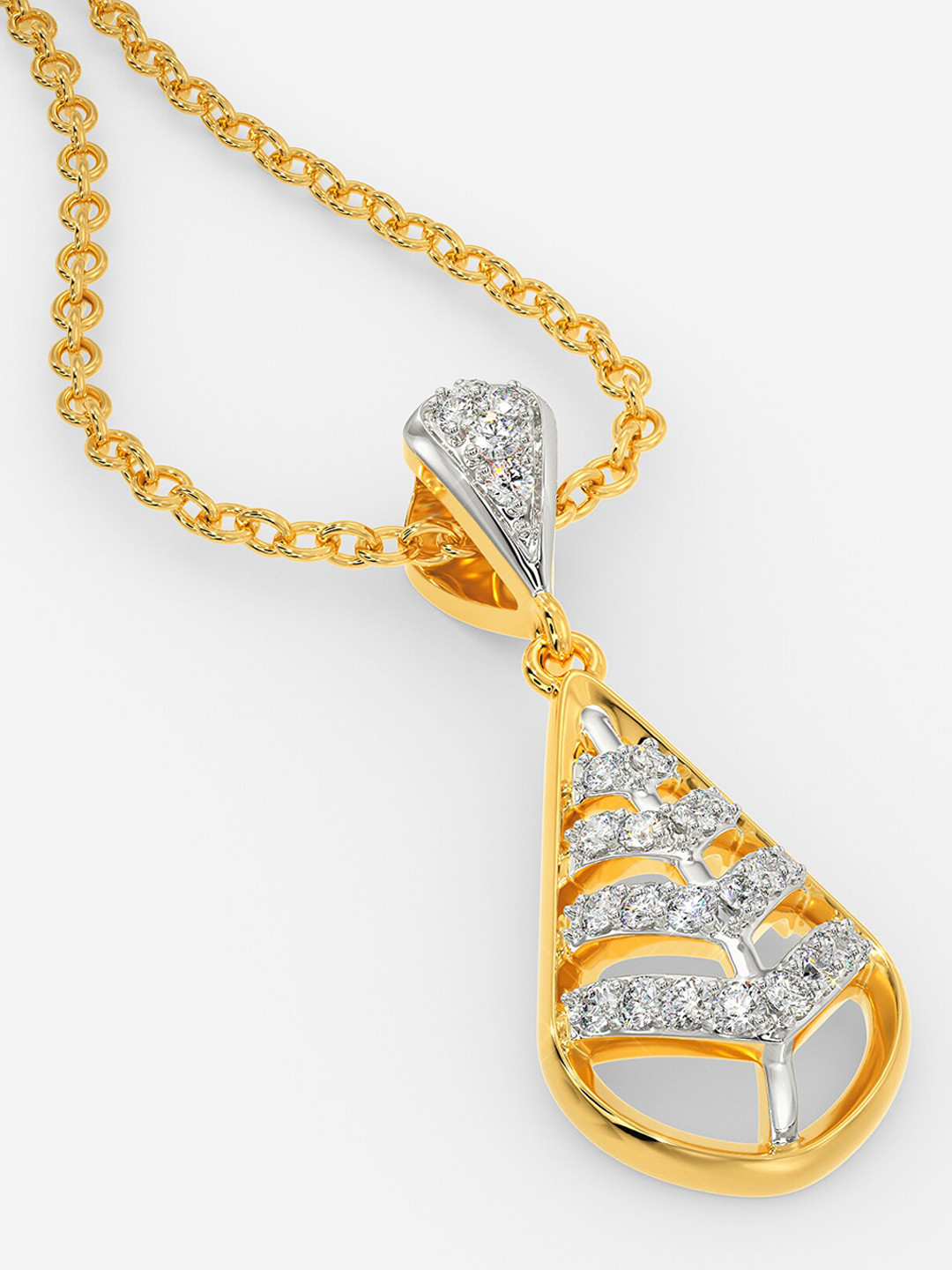 

MELORRA Turn it Up Rhodium-Plated 18KT Gold Diamond-Studded Pendant - 1.31 gm