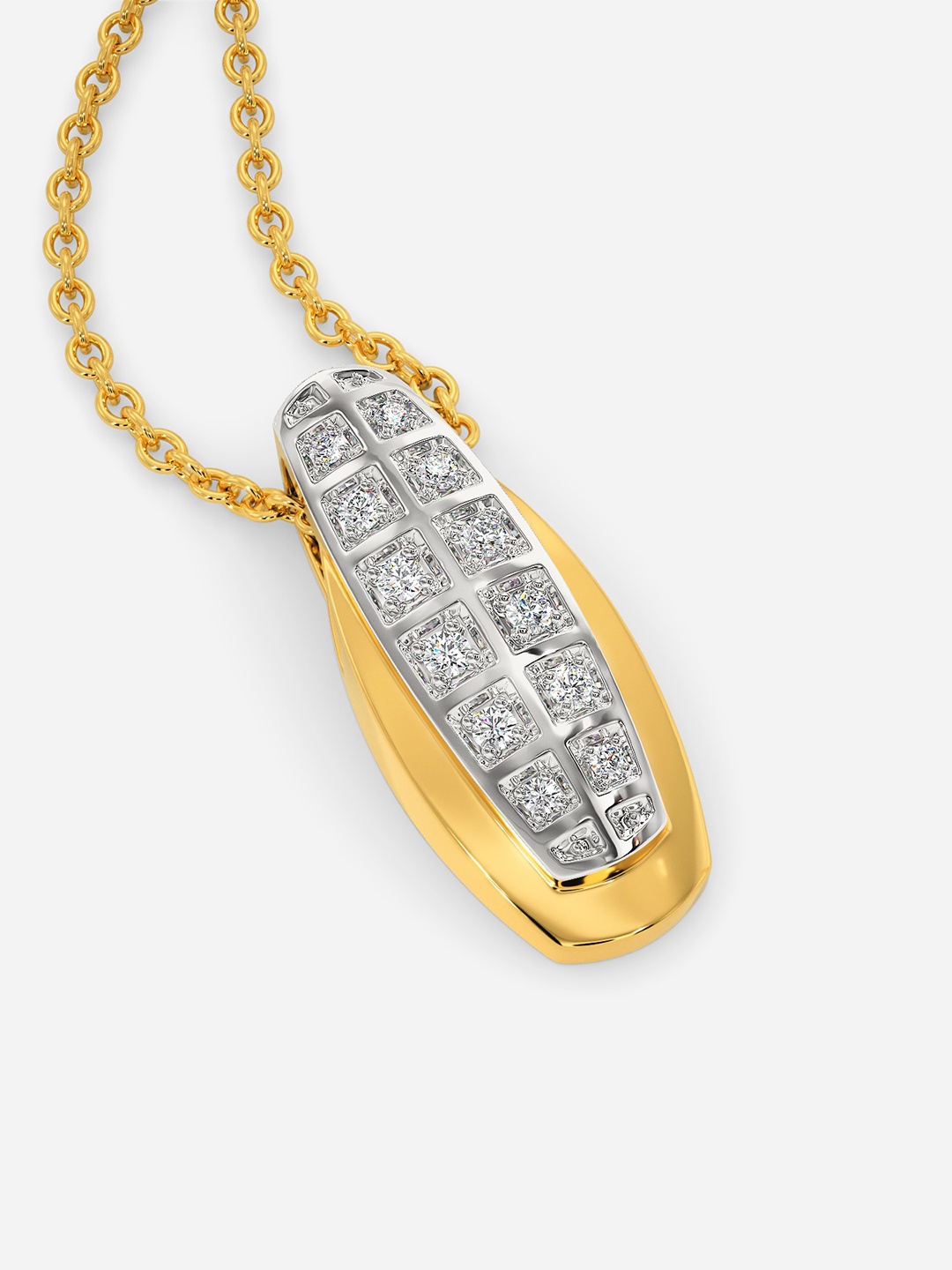 

MELORRA Groovin to Chic Rhodium-Plated 18KT Gold Diamond-Studded Pendant - 2.12 gm