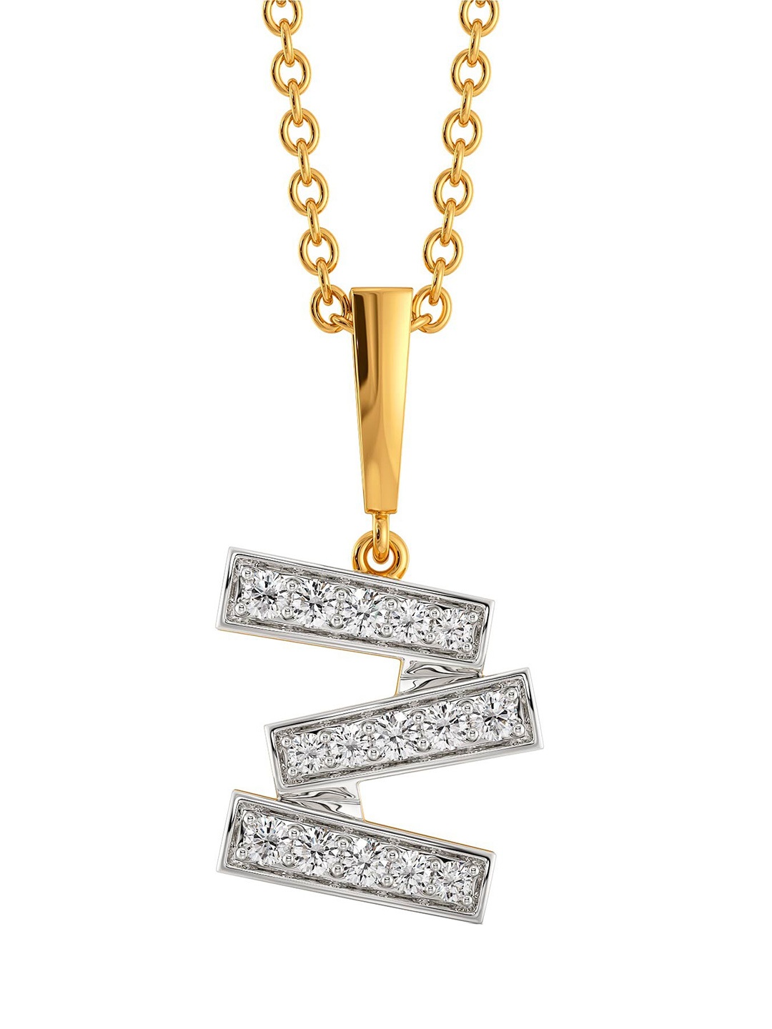 

MELORRA Tilt Shift Rhodium-Plated 18KT Gold Diamond-Studded Pendant - 1.95 gm