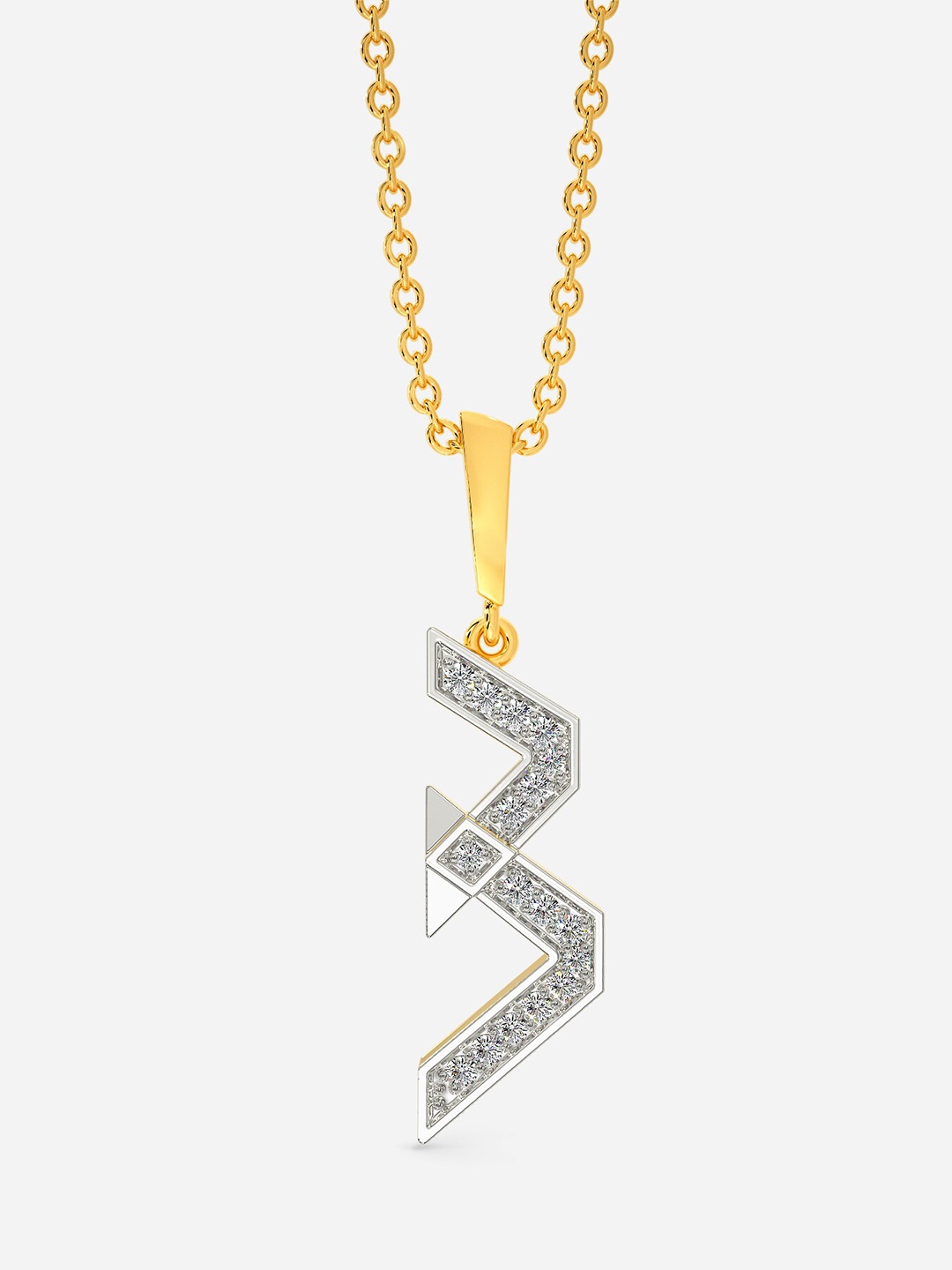

MELORRA Untamed Stunner Rhodium-Plated 18KT Gold Diamond-Studded Pendant - 1.55 gm