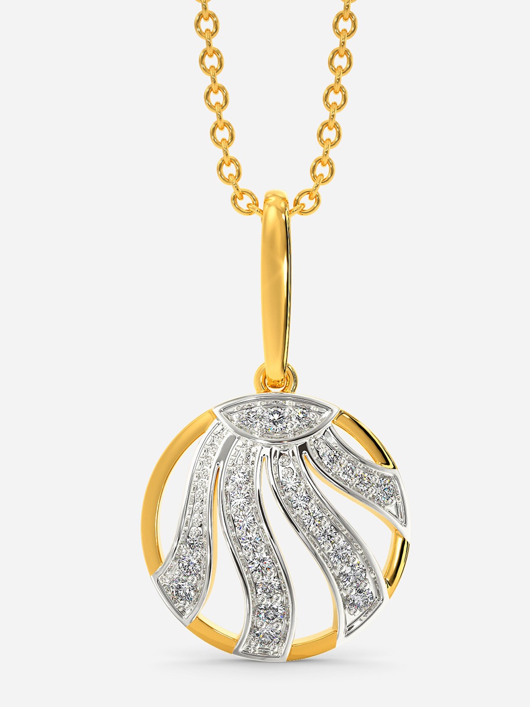 

MELORRA Feels Like a Sun Day Rhodium-Plated 18KT Gold Diamond-Studded Pendant - 2.29 gm