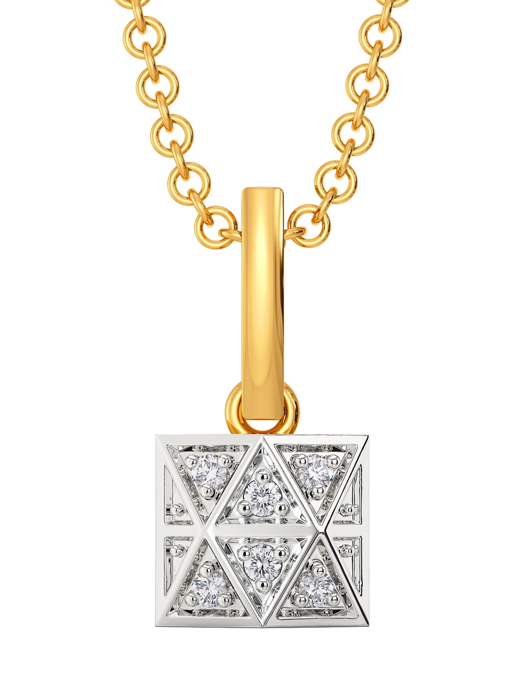 

MELORRA Tartan Theory Rhodium-Plated 18KT Gold Diamond-Studded Pendant - 0.97 gm