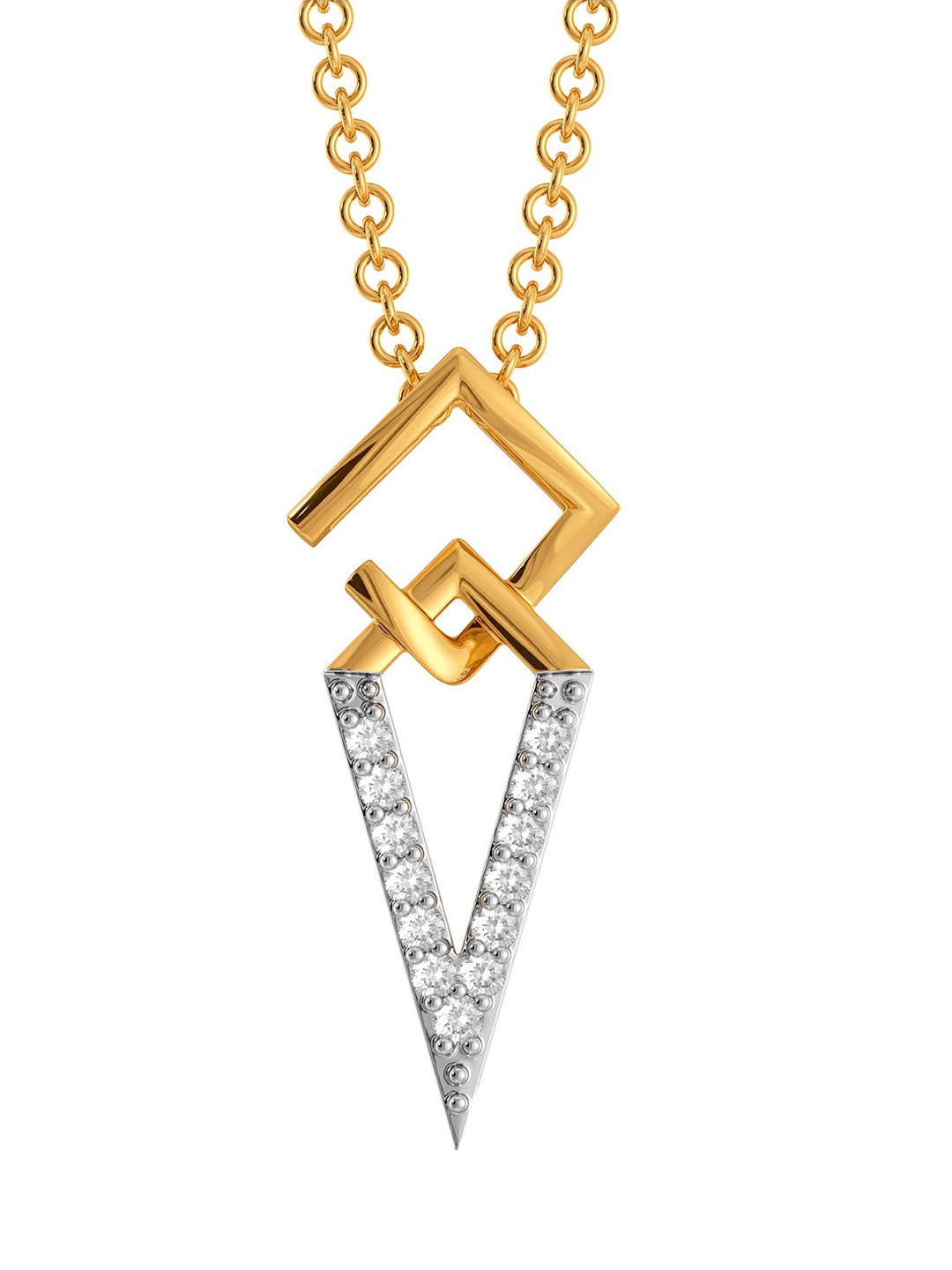 

MELORRA Diamond Dominance Rhodium-Plated 18KT Gold Diamond Pendant-1.28gm