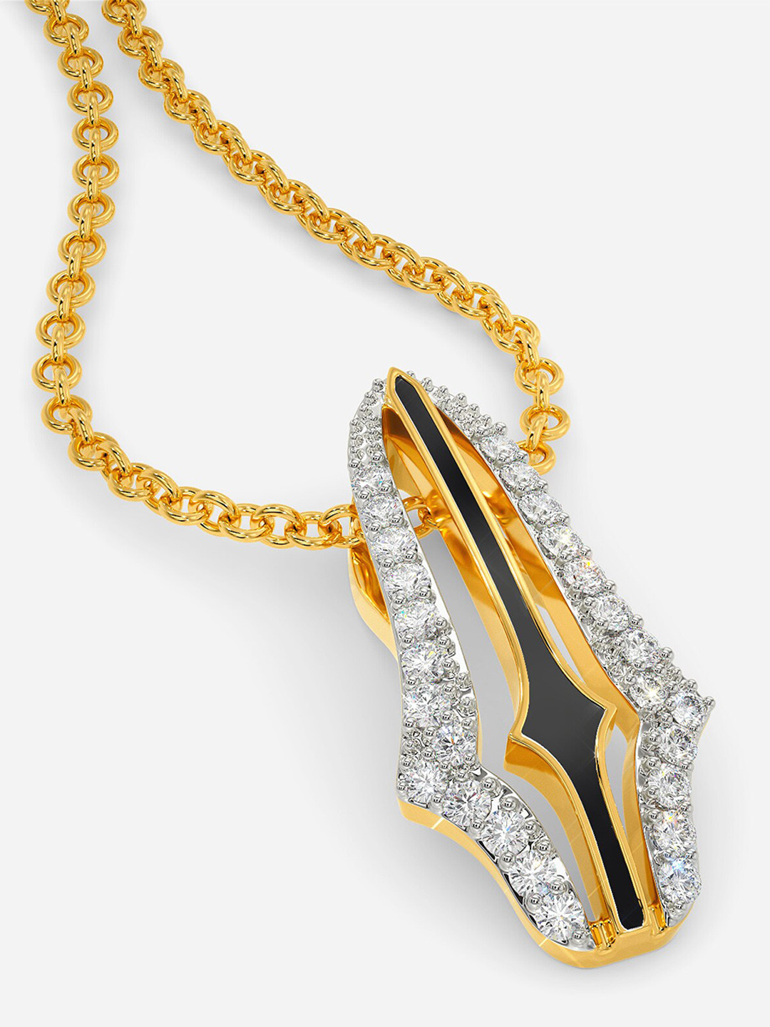 

MELORRA Vikings Promise Rhodium Plated 18KT Gold Diamond-Studded Pendant - 1.7 gm