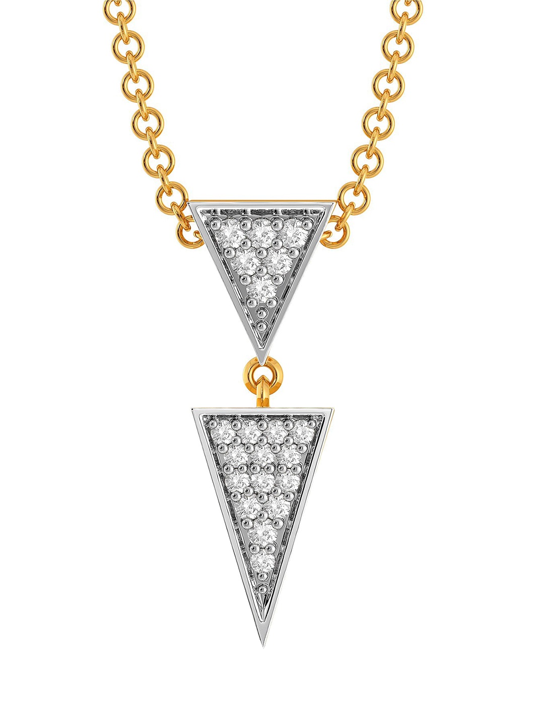 

MELORRA Power Trio Rhodium-Plated 18KT Gold Diamond Studded Pendant-1.33gm