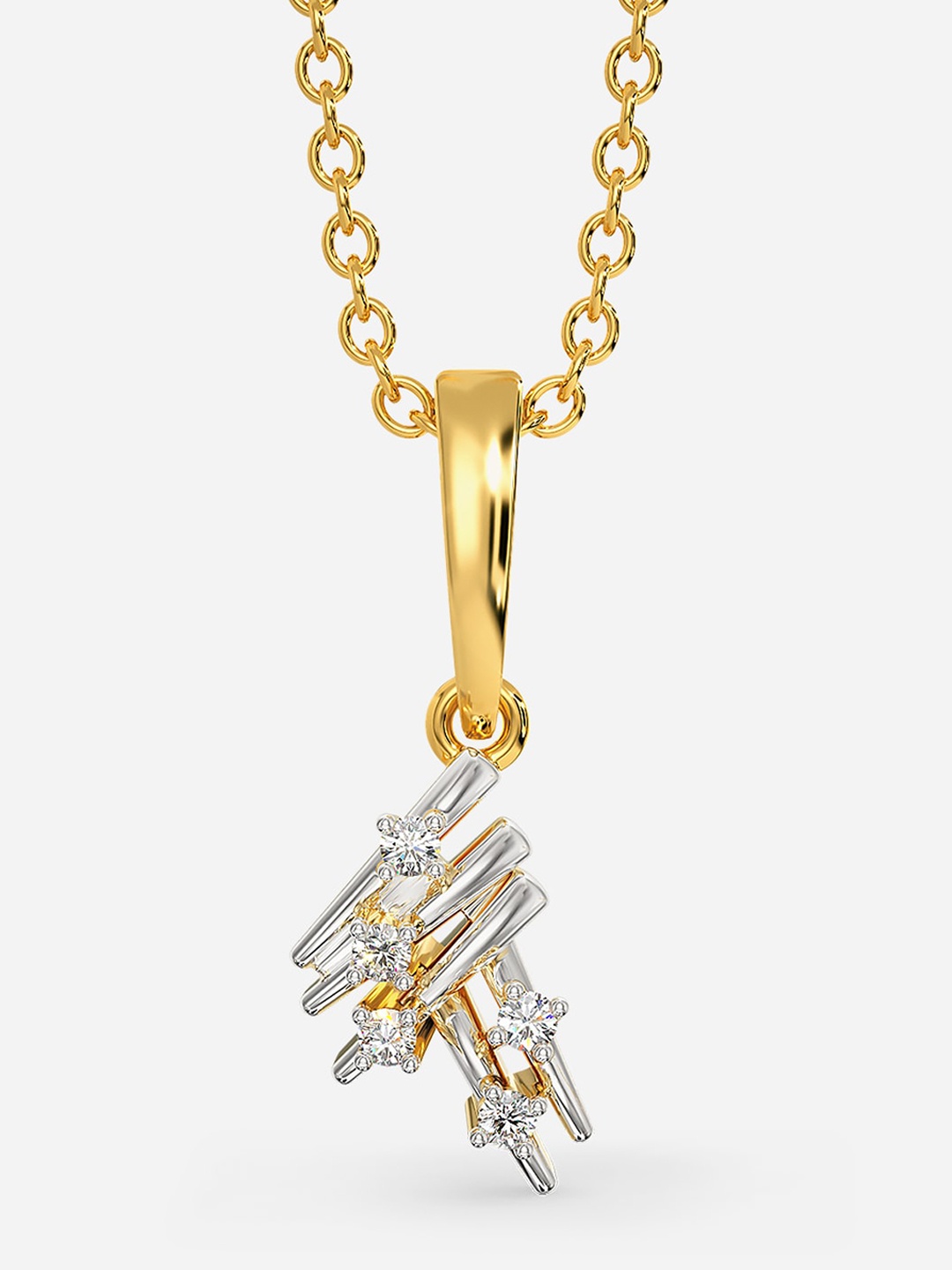 

Melorra Starry Fiesta Rhodium-Plated 18KT Gold Diamond Pendant-1.38gm