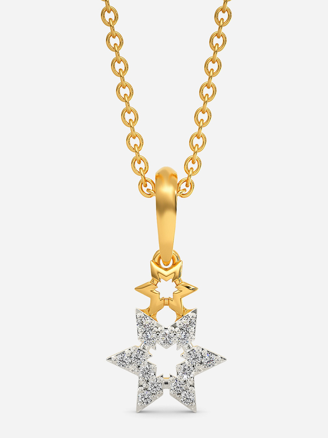 

MELORRA Symbolize the Chic Rhodium-Plated 18KT Gold Diamond-Studded Pendant - 1.16 gm