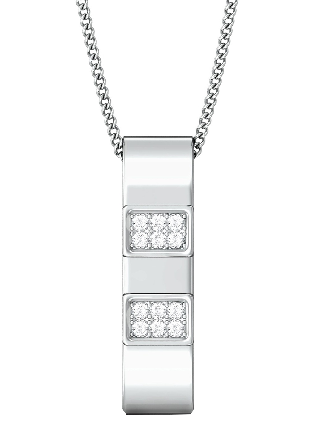 

MELORRA White collar 18KT White Gold Diamond Pendant-3.65gm, Silver