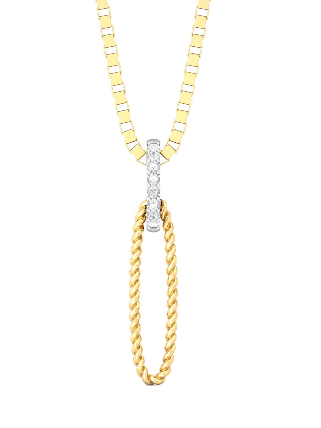 

MELORRA Twist of Fate Rhodium-Plated 18KT Gold Diamond-Studded Pendant - 0.81 gm