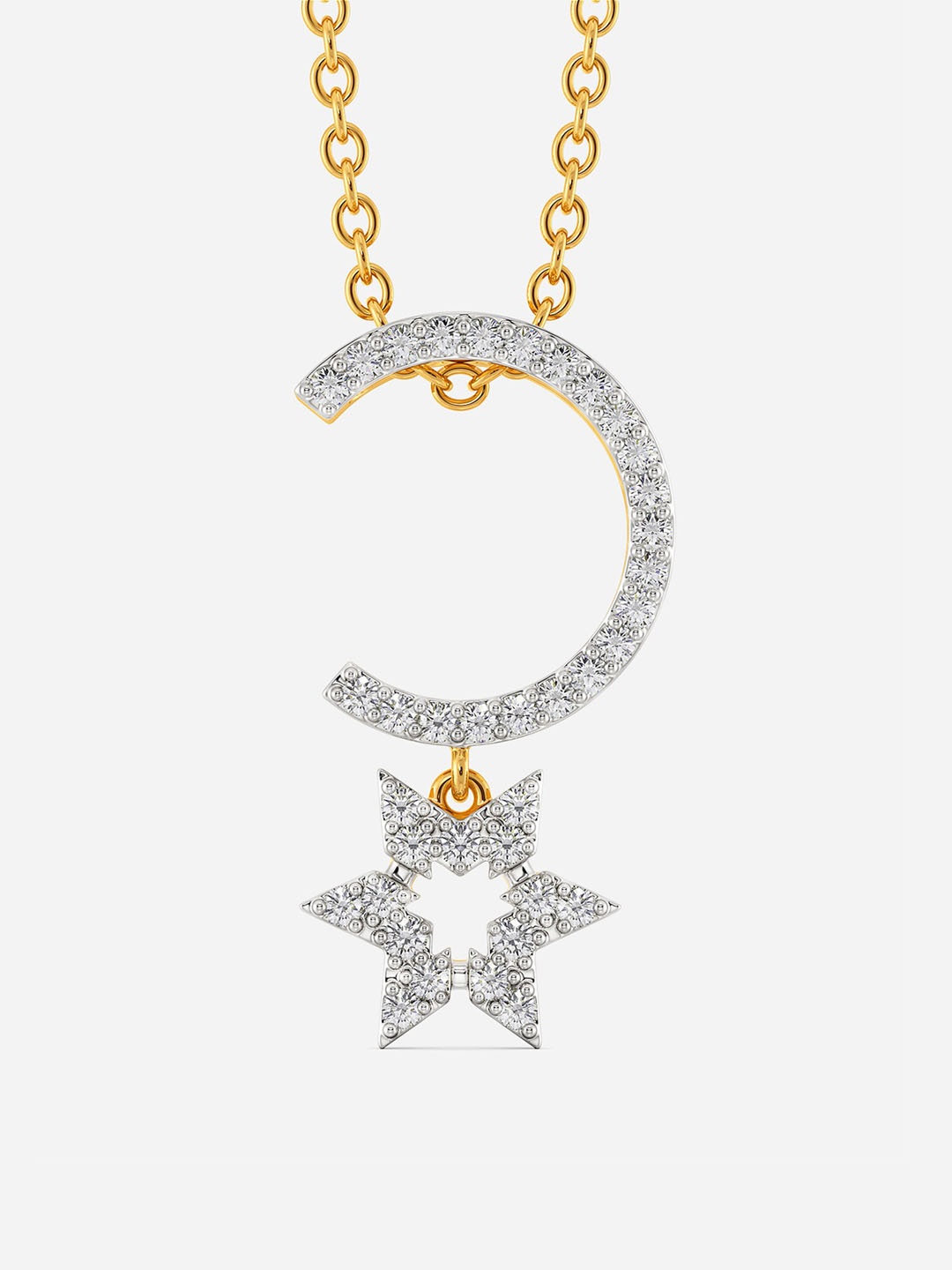 

MELORRA Symbol O Star Rhodium - Plated 18KT Gold Diamond Pendant - 1.52 gm