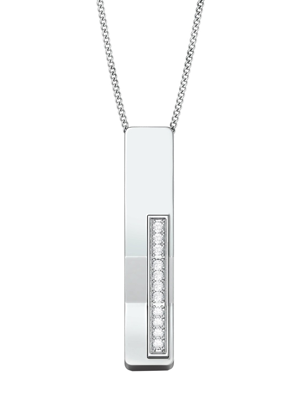 

MELORRA Charts & Graphs 18KT White Gold Diamond-Studded Pendant - 3.69 gm, Silver