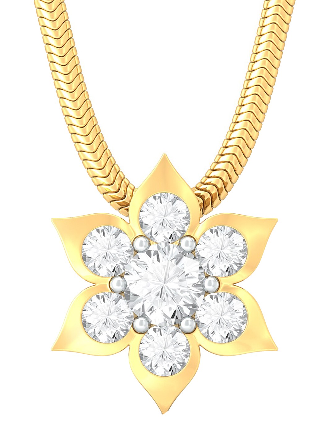 

MELORRA 18KT Blooming Star Floral Shaped Gold Diamond Pendant-1.25 g