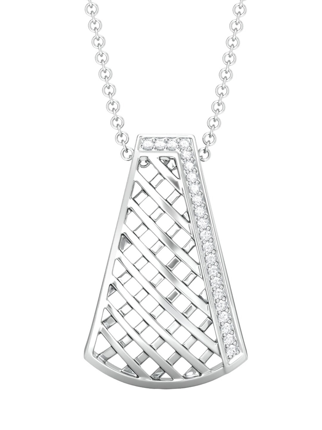 

MELORRA 18KT White Gold Cross-Hatch Diamond Pendant - 4.27 g