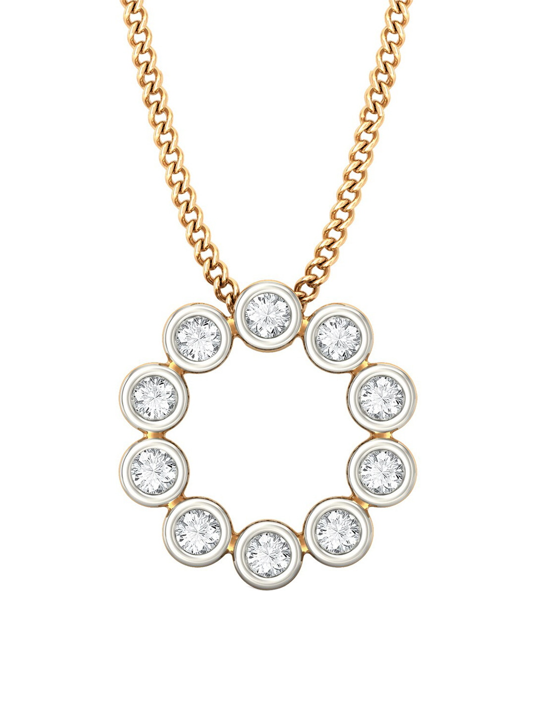 

MELORRA Endless Loop Diamond-Studded Rhodium-Plated 18KT Gold Pendant- 1.52 gm