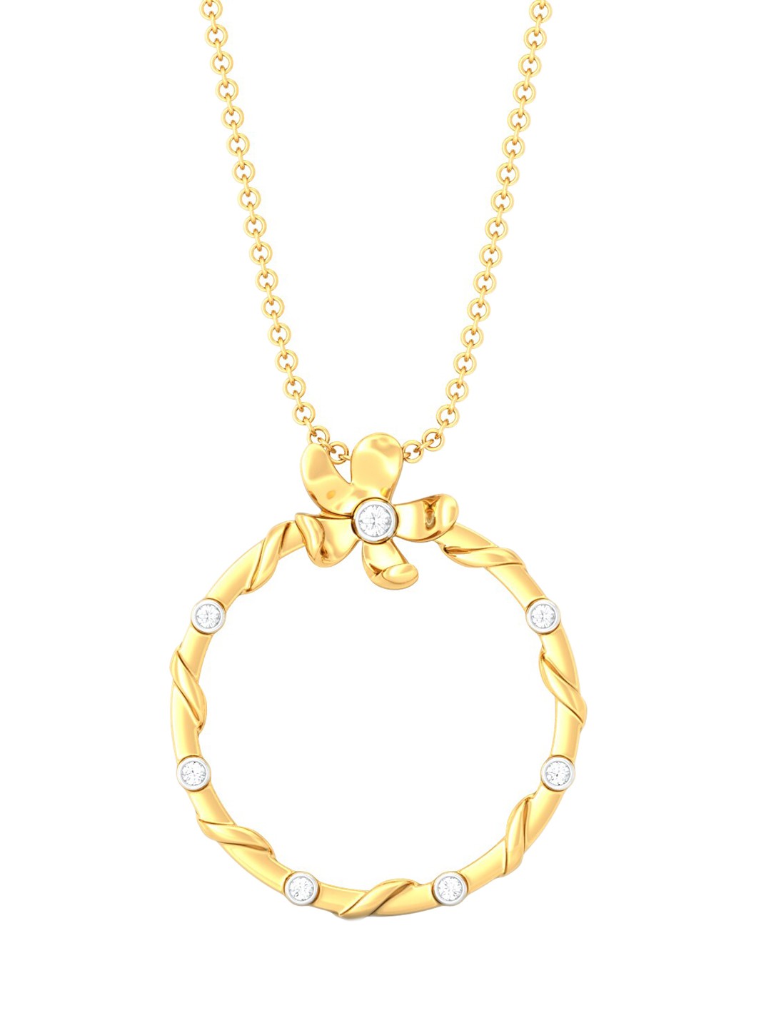 

MELORRA Floral Wreath 18KT Gold Diamond Studded Pendant-3.5 gm