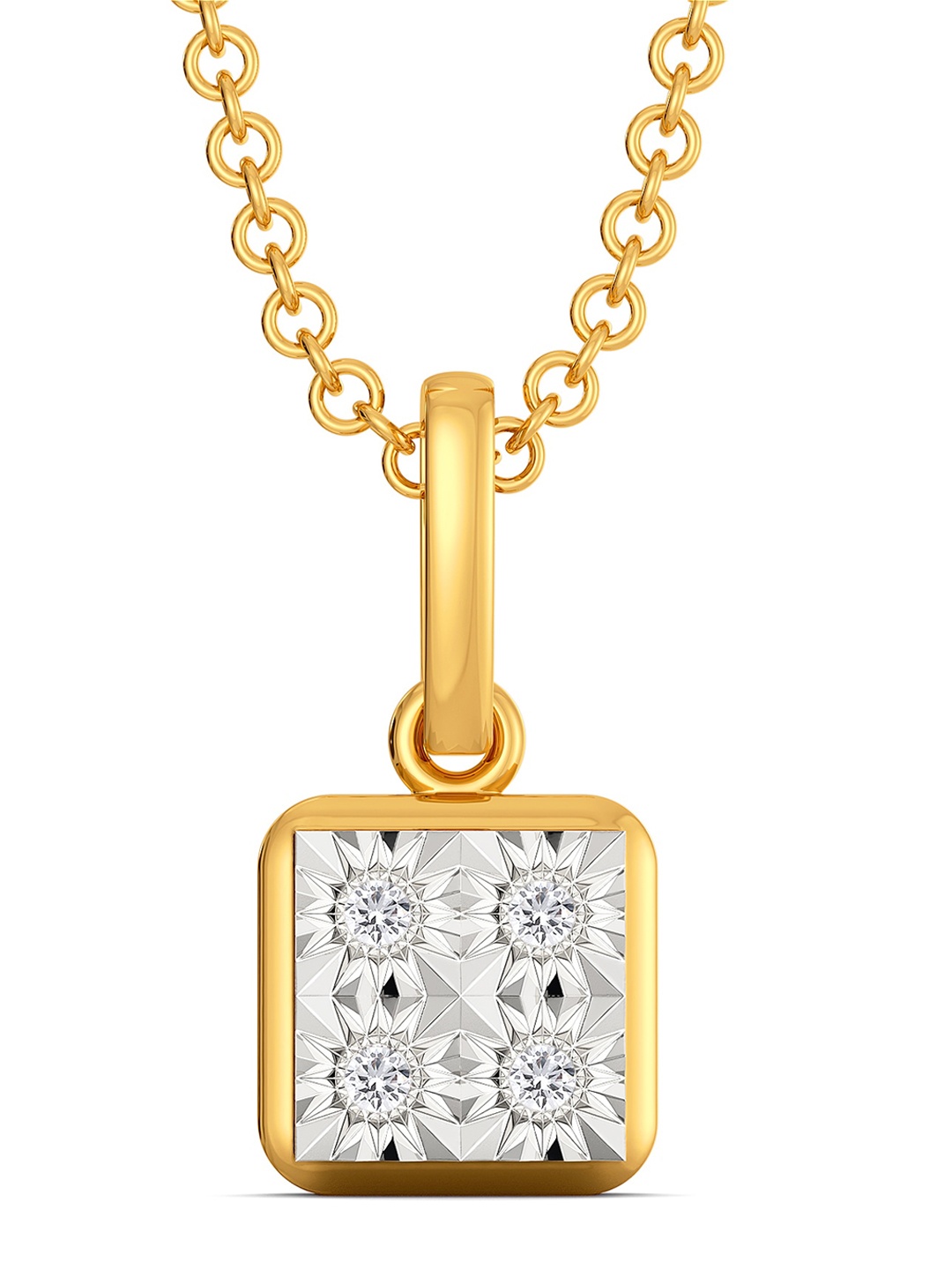 

MELORRA Boxy Banter Rhodium-Plated 18KT Gold Diamond-Studded Pendant - 1.23 gm