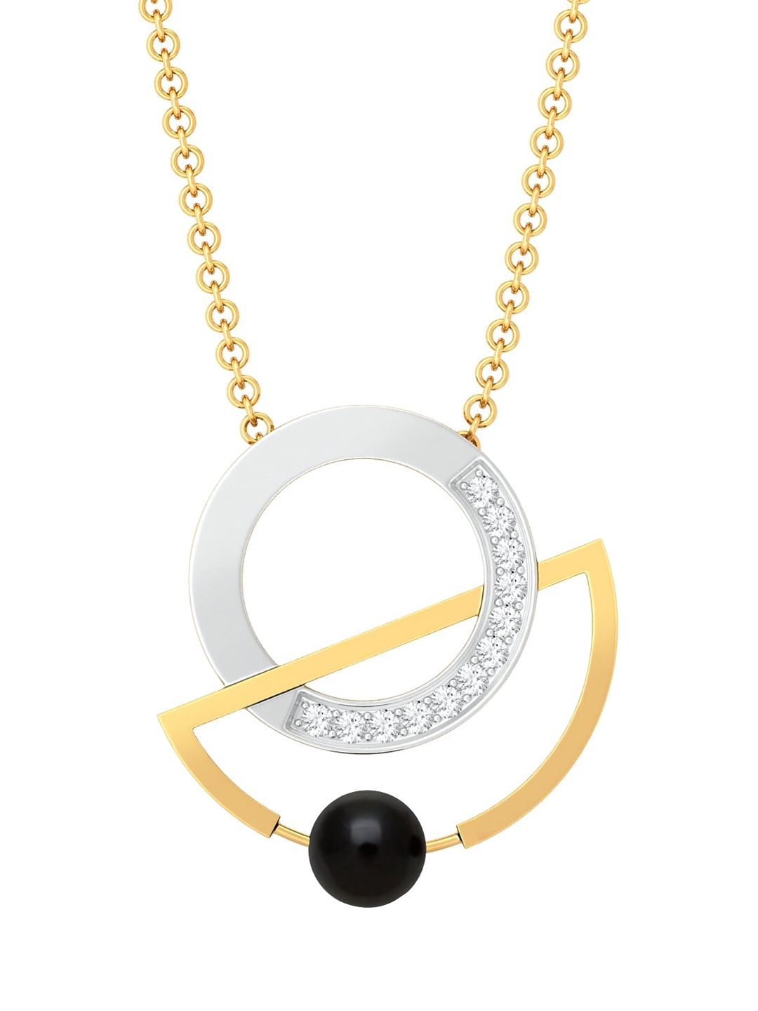 

MELORRA Swing-Ring Diamond-Studded Rhodium-Plated 18KT Gold Pendant- 2.78gm