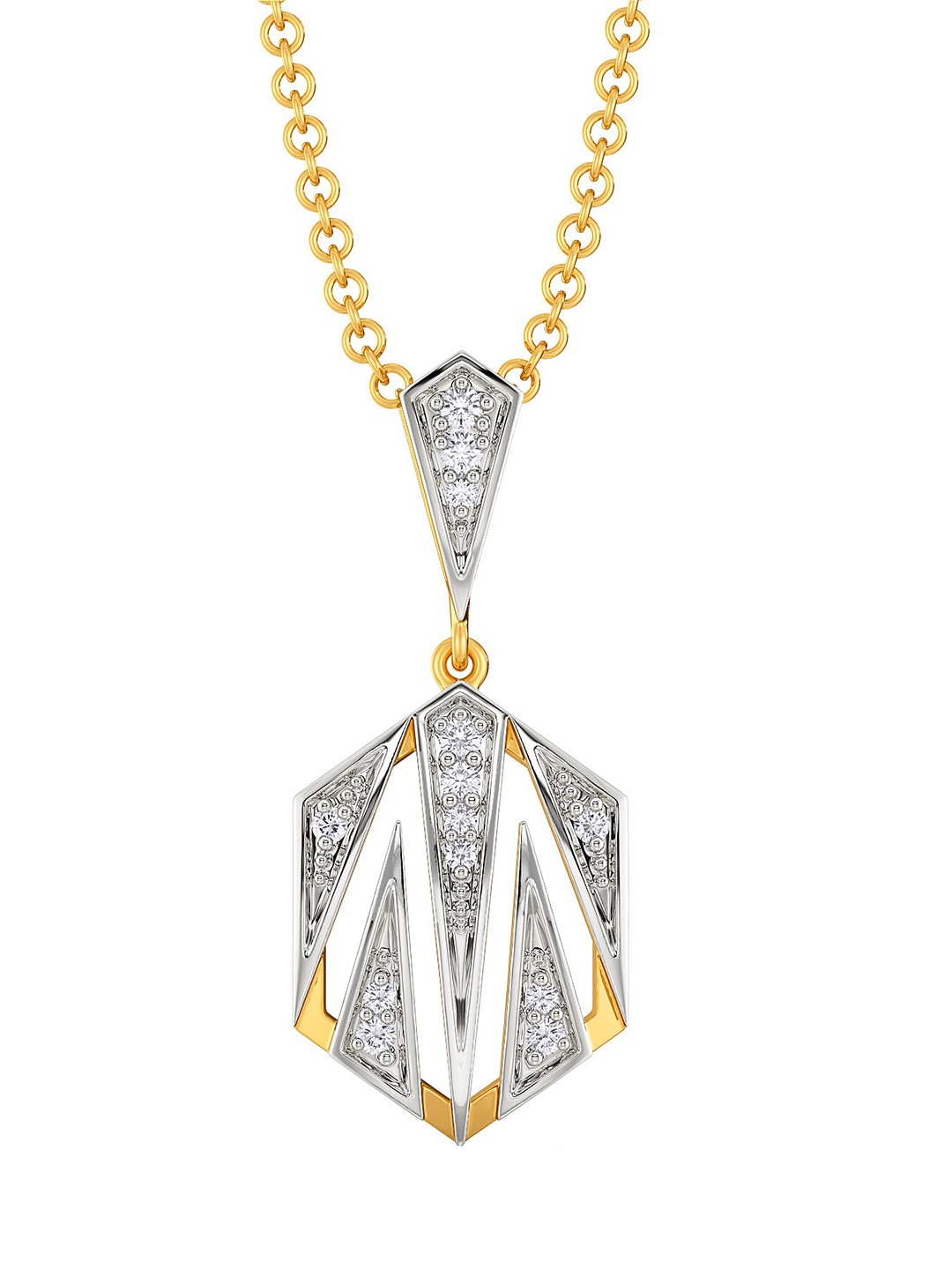 

MELORRA Sharp N Chic Rhodium - Plated 18KT Gold Diamond Pendant - 2.15 gm