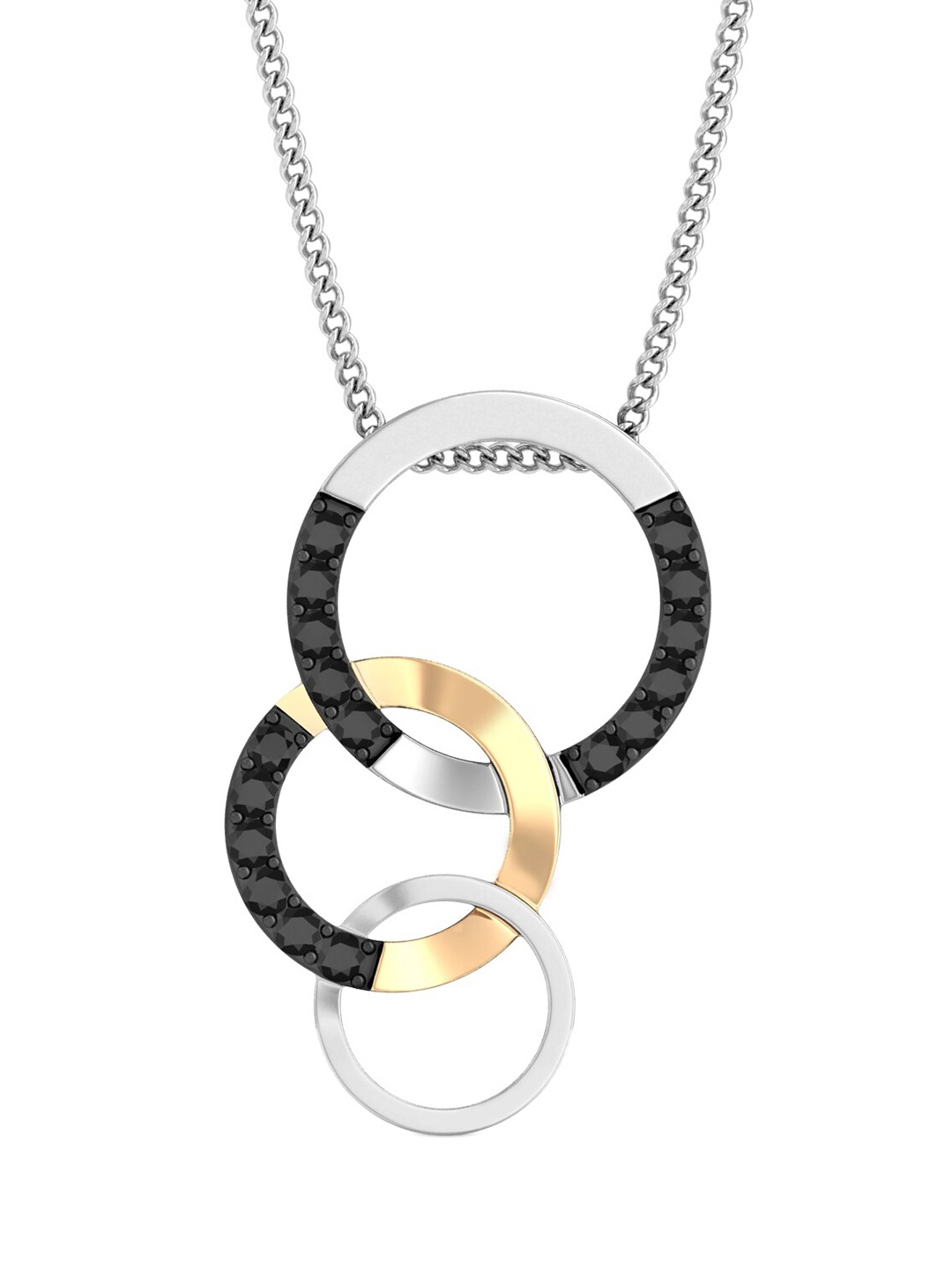 

MELORRA Olympia Rhodium-Plated 18KT White Gold Diamond Pendant-2.14gm, Silver