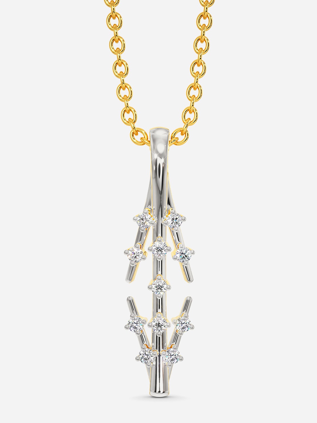 

MELORRA Glitzy Evening Rhodium-Plated 18KT Gold Diamond-Studded Pendant - 1.29 gm