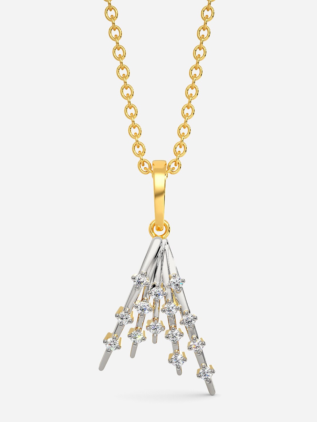 

MELORRA Glitzy Affair Rhodium - Plated 18KT Gold Diamond Pendant - 2.41 gm