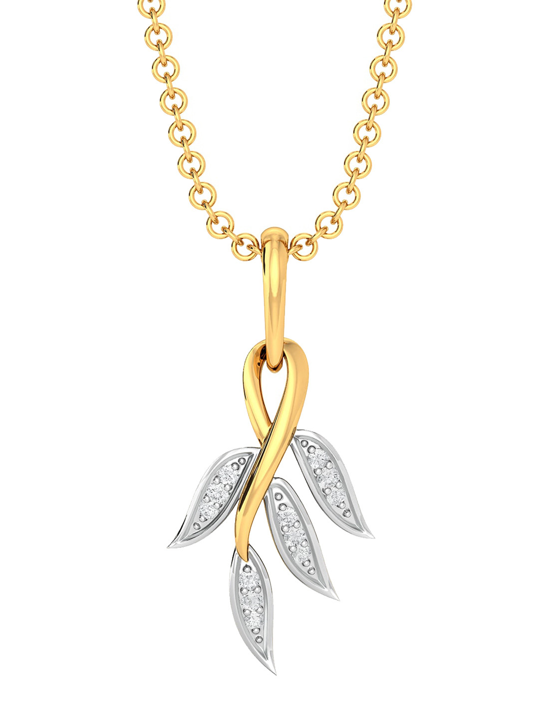 

MELORRA Easy Breezy Diamond-Studded Rhodium-Plated 18KT Gold Pendant- 1.58 gm