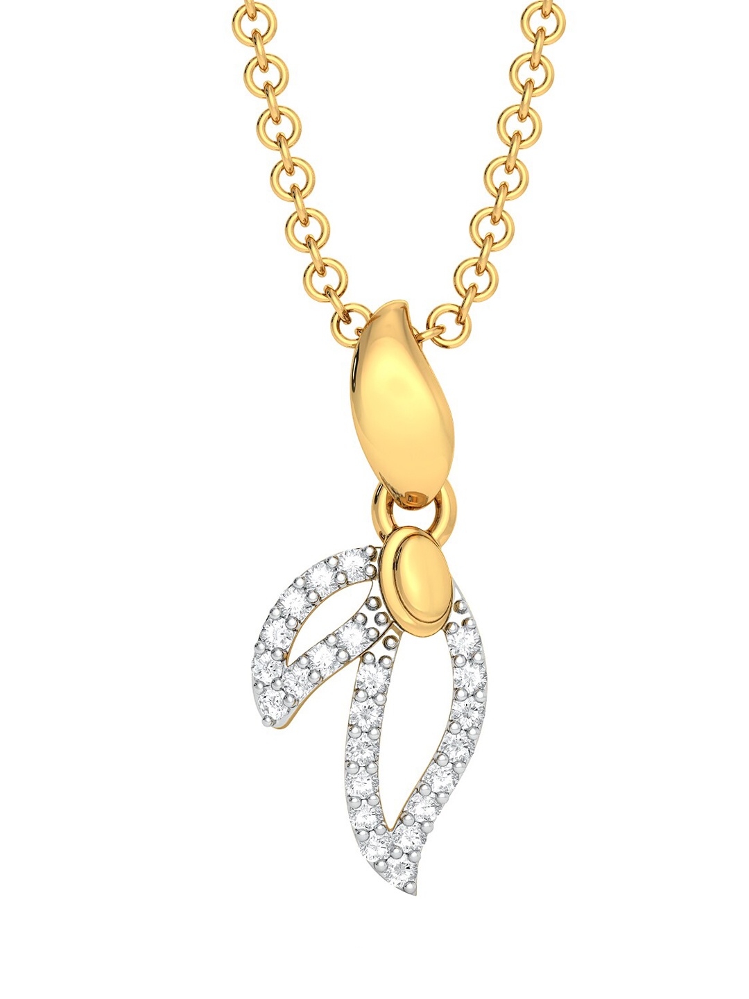 

MELORRA Double Daze Diamond-Studded Rhodium-Plated 18KT Gold Pendant- 0.97gm