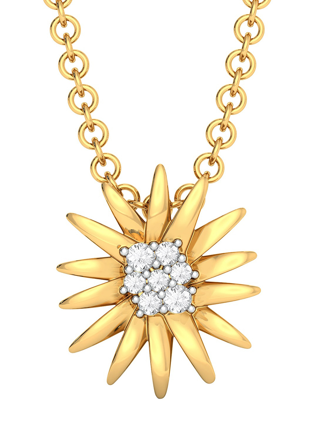 

MELORRA MELORRA 18KT Yellow Gold & Diamond-Studded Spiky Pendant