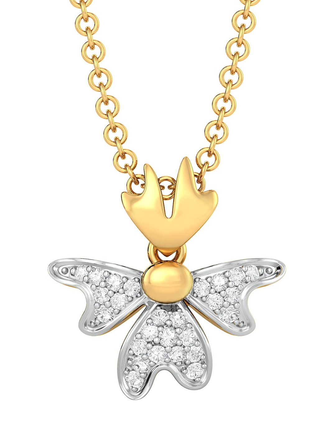 

Melorra Flower Devour Rhodium-Plated 18KT Gold Diamond Pendant-1.96gm