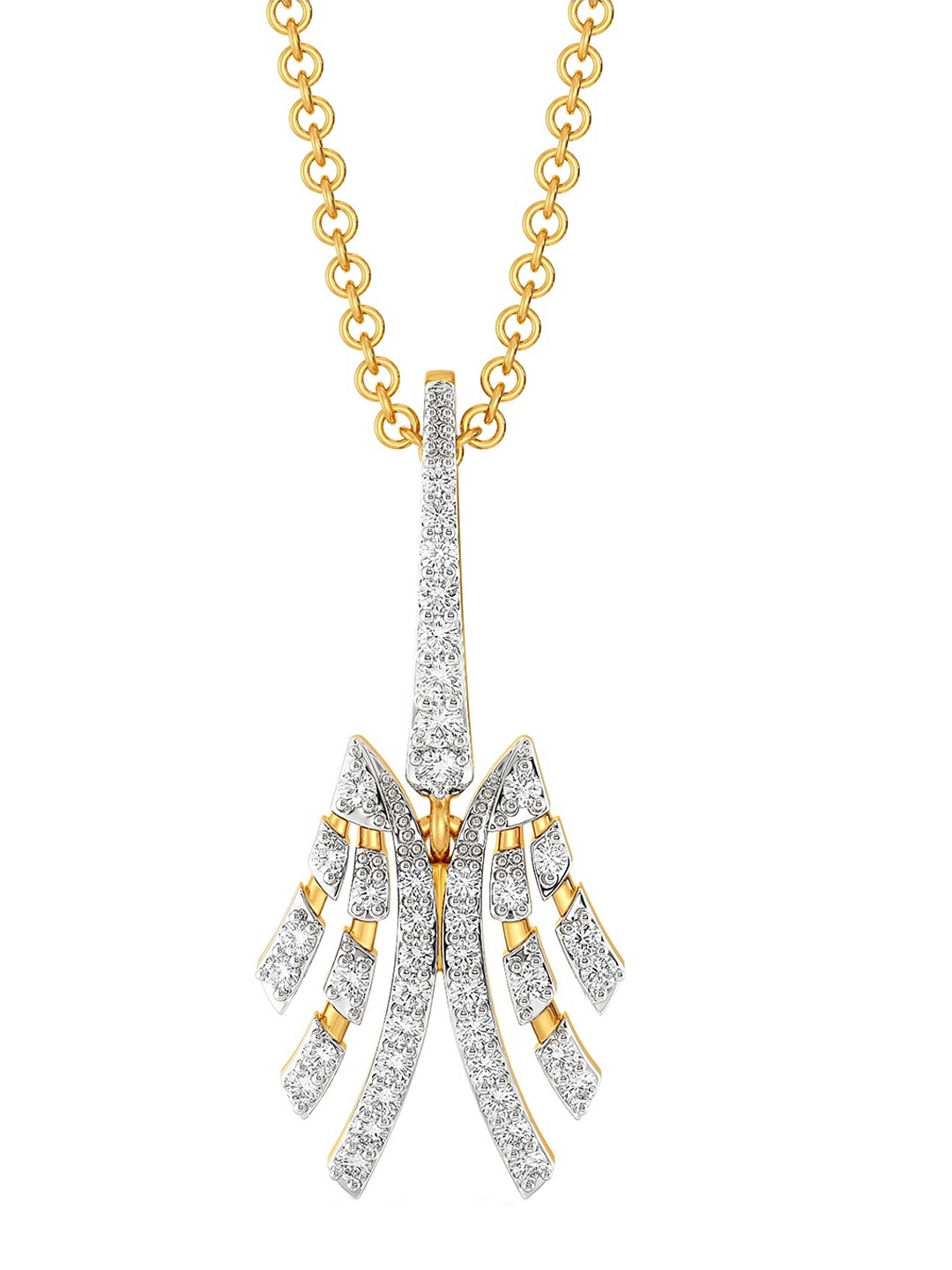 

MELORRA Groovy Energy Diamond-Studded Rhodium-Plated 18KT Gold Pendant- 1.78 gm