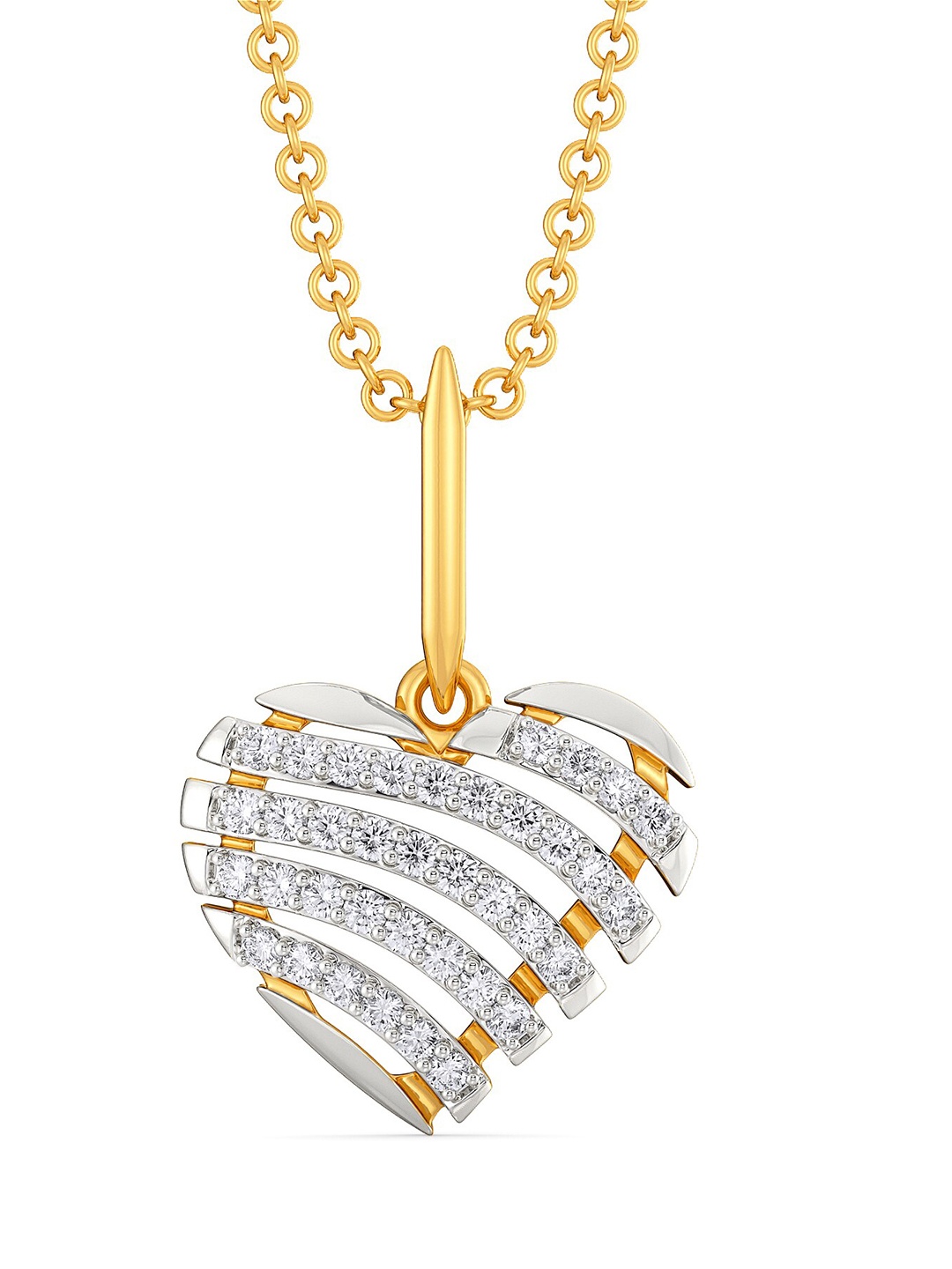 

MELORRA 18KT Heart O French Rhodium Plated Diamond Pendant - 2.21 g, Yellow
