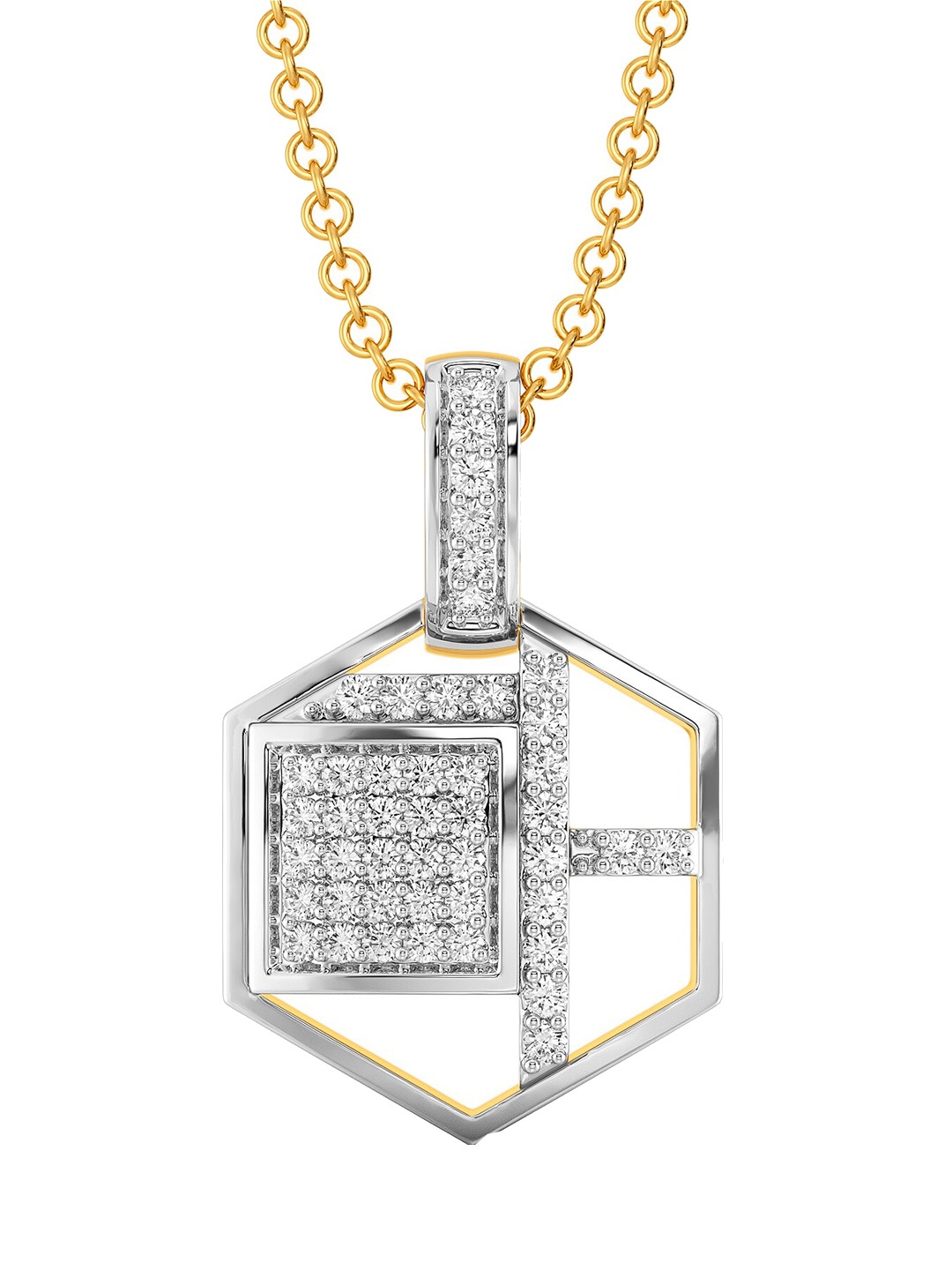 

MELORRA Mod Essentials Diamond-Studded Rhodium-Plated 18KT Gold Pendant- 2.24 gm