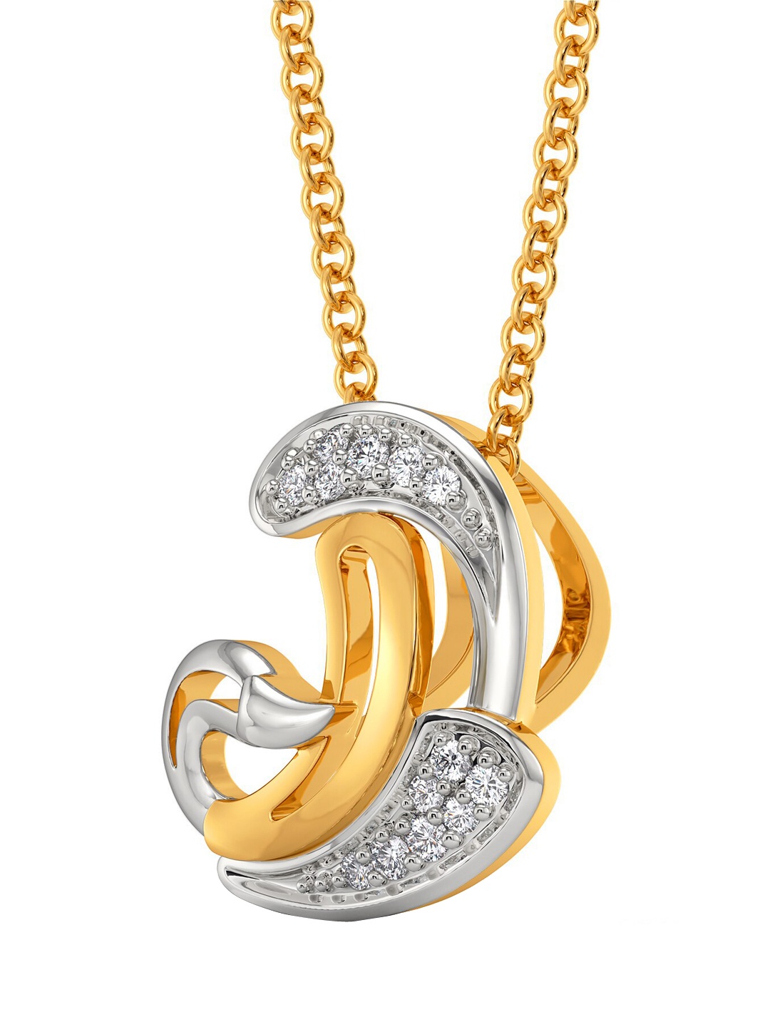 

MELORRA Tale of Swan Diamond-Studded Rhodium-Plated 18KT Gold Pendant- 2.07 gm