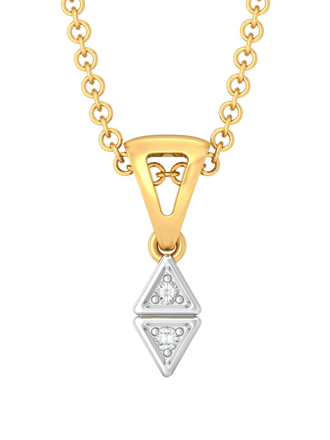 

MELORRA Double Nubble Diamond-Studded Rhodium-Plated 18KT Gold Pendant- 0.83 gm
