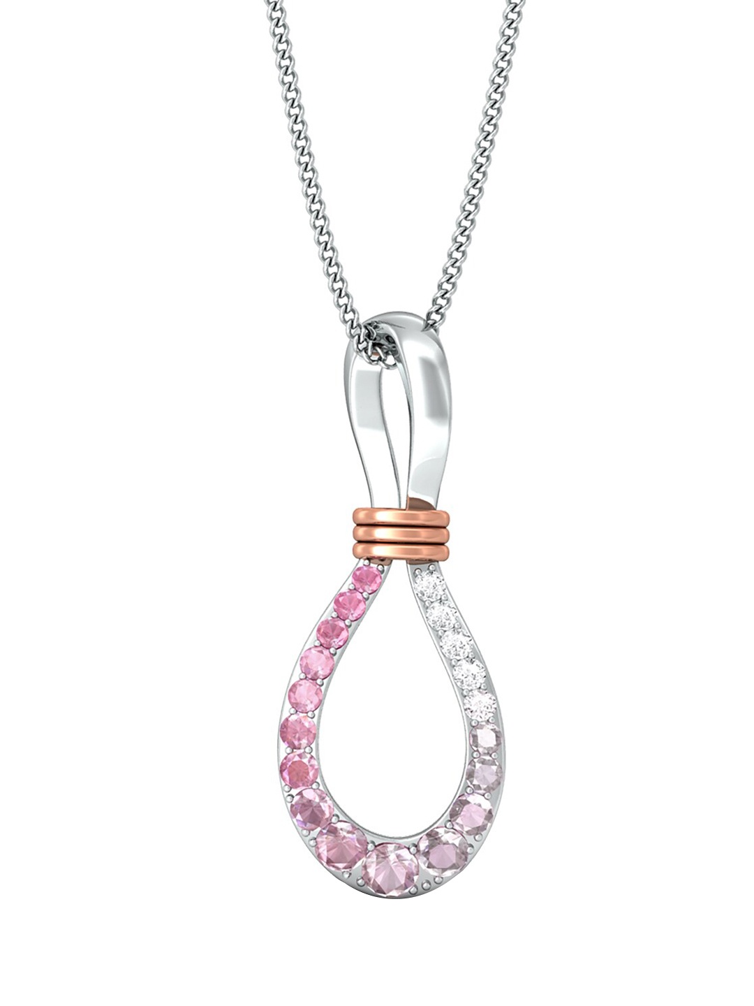 

MELORRA Brushed Pink 18KT White Gold Diamond Pendant-2.15gm, Silver