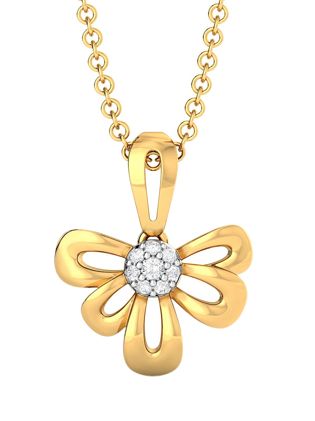 

MELORRA Petal Perfection Rhodium-Plated 18KT Gold Diamond Pendant-2.19gm