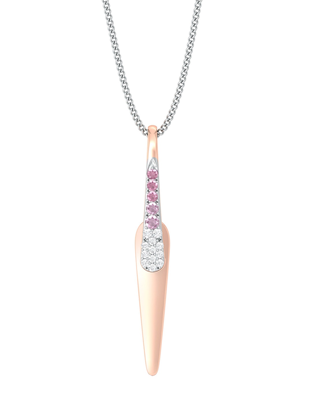 

MELORRA Pink Gouache 18KT Rose Gold Diamond Studded Pendant-1.41gm