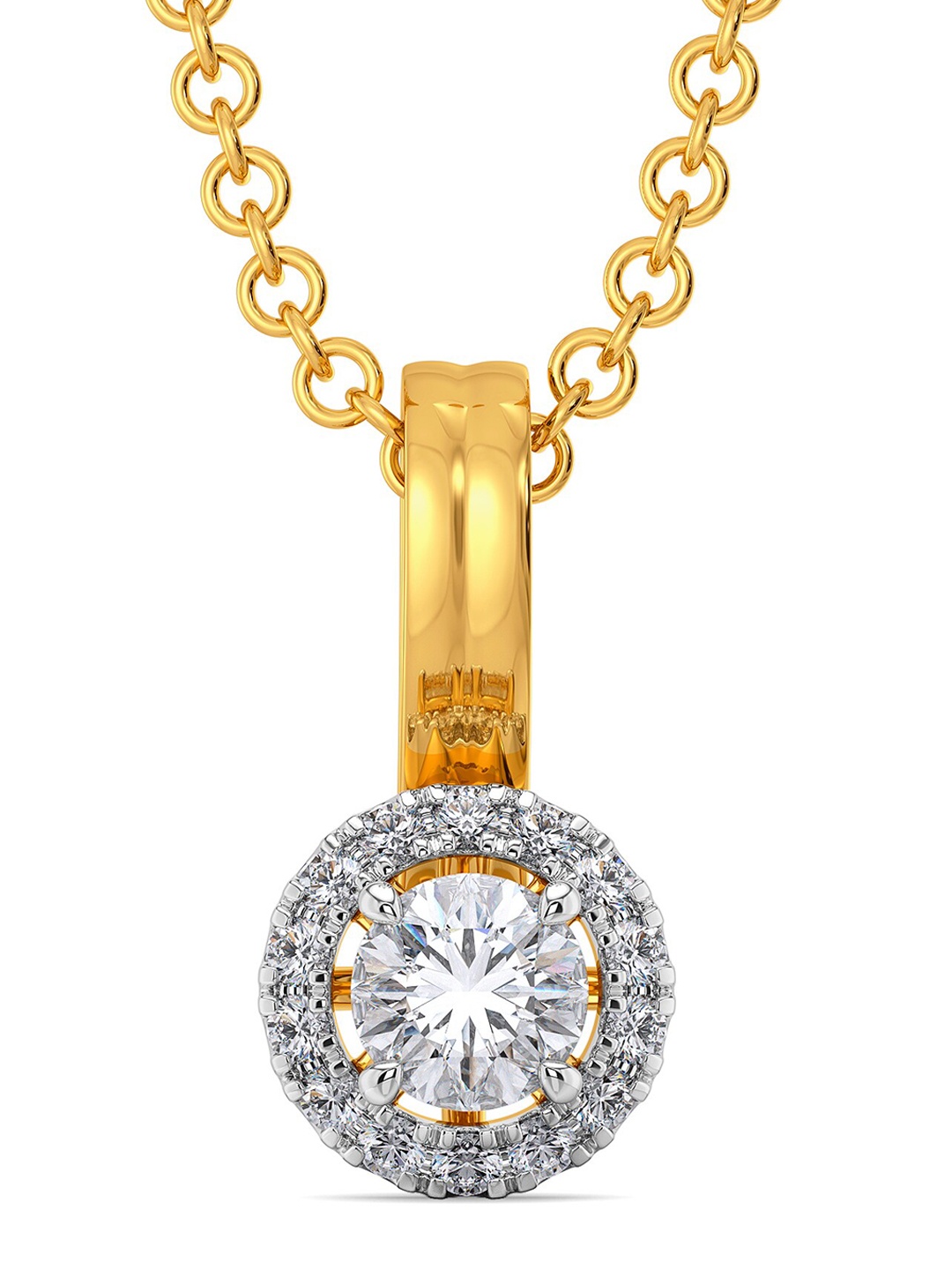 

MELORRA Poised Spheres Rhodium-Plated 18KT Gold Diamond Pendant-1.04gm