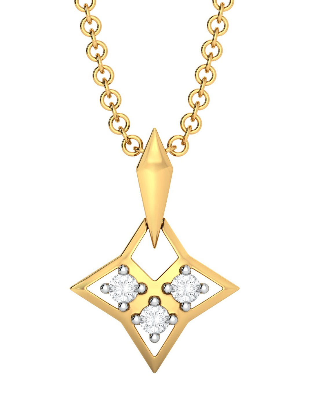 

MELORRA Rhomb Calm Diamond-Studded 18KT Gold Pendant-1.29 gm