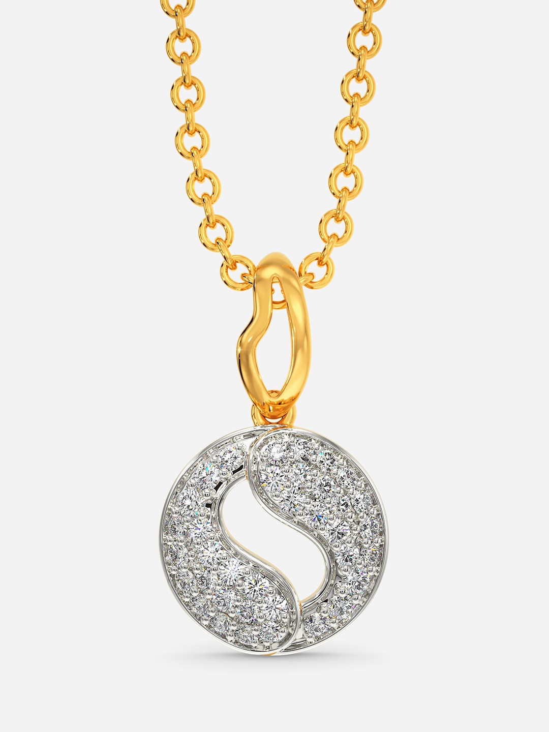 

MELORRA Circle Of Summer Diamond-Studded Rhodium-Plated 18KT Gold Pendant- 1.41 gm