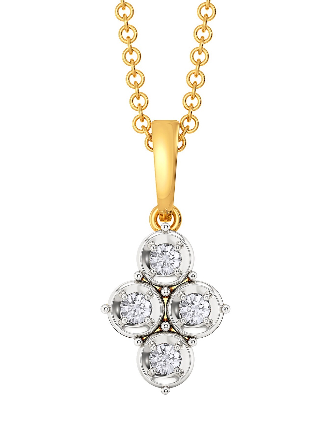 

Melorra Romance N Pride Rhodium-Plated 18KT Gold Diamond Pendant-1.36gm