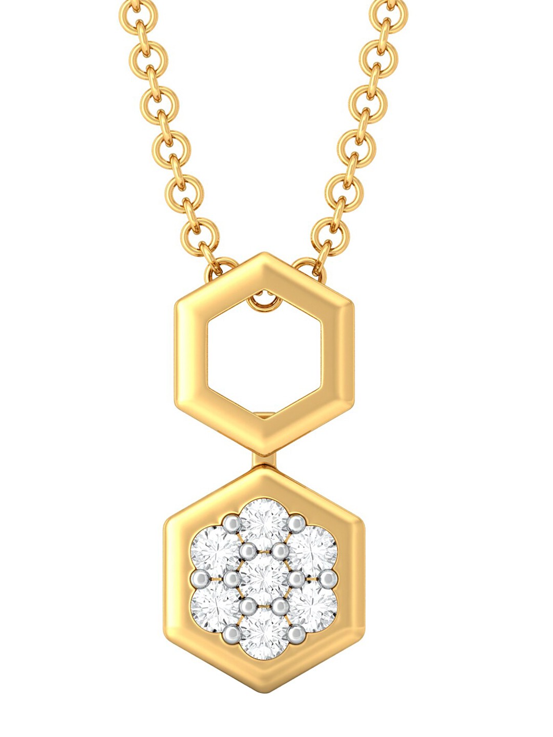 

MELORRA Orb Reverb Rhodium-Plated 18KT Gold Diamond Pendant-1.7gm