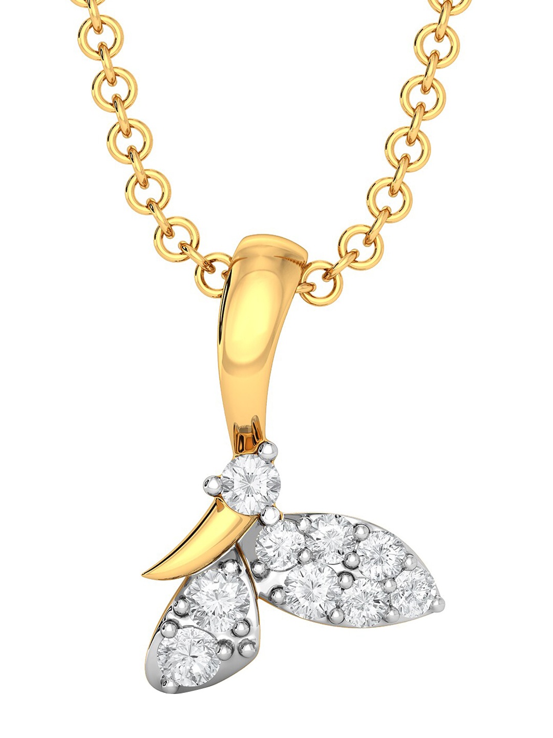 

MELORRA Flutter Fly Rhodium-Plated 18KT Gold Diamond Pendant-1.12gm